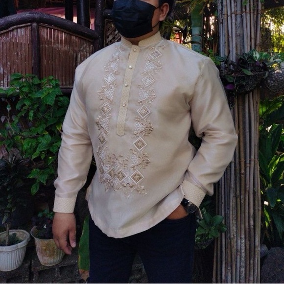 Other - Modern Contemporary Barong Tagalog Attire in Beige Sports Collar